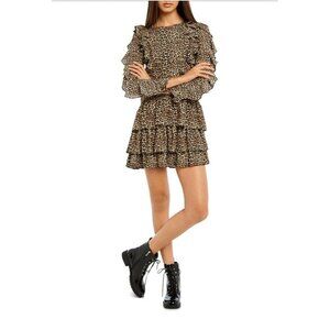 Bardot Girls Rara Ruffled Leopard Dress Size 18